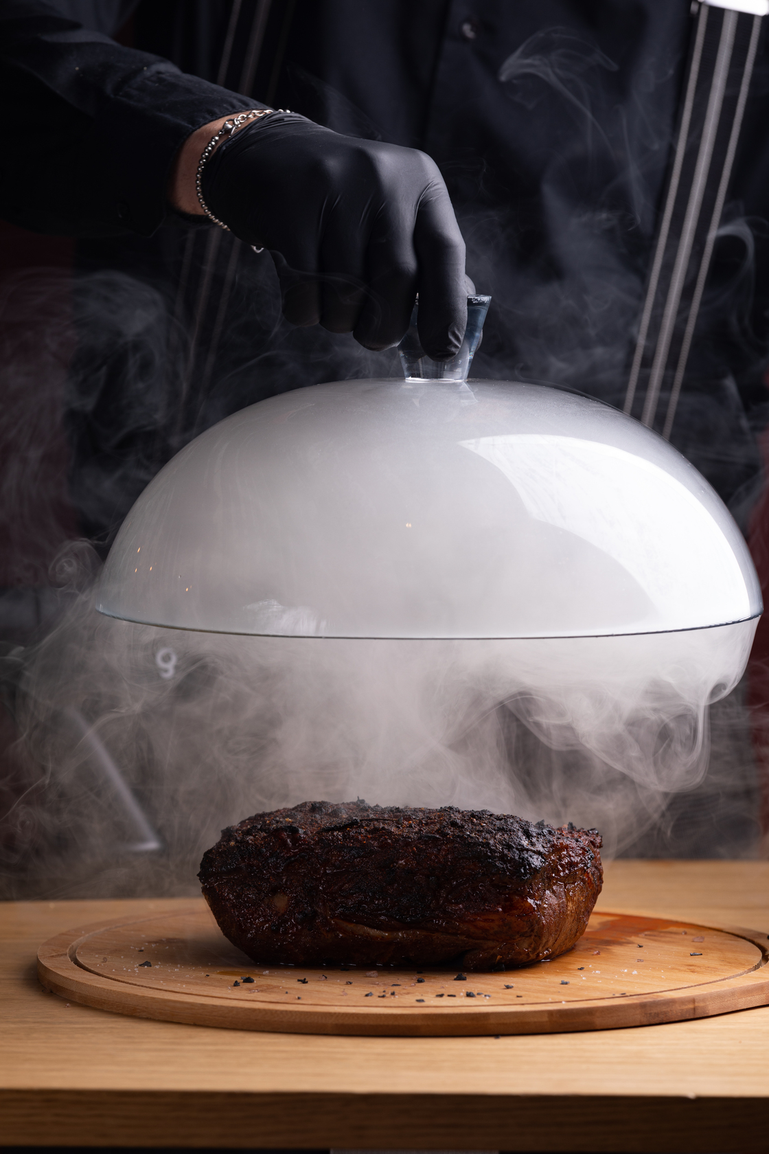Controfiletto Stocotto sotto una campana di fumo